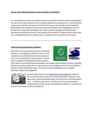 Succes met Global Domains International en Rolution
