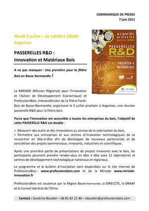 Communiqué de presse Passerelle R&D Bois