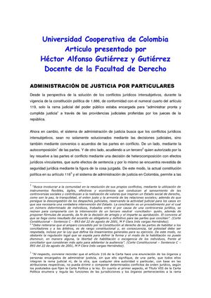 ADMINISTRACION DE JUSTICIA POR PARTICULARES - COLOMBIA