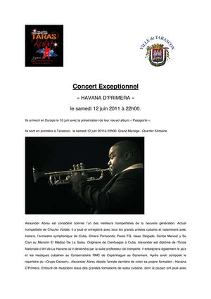 Concert Exceptionnel « HAVANA D’PRIMERA » à Tarascon juin 2011
