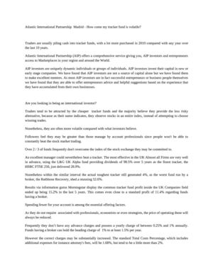 Atlantic International Partnership  Madrid - How come my tracker fund is volatile?