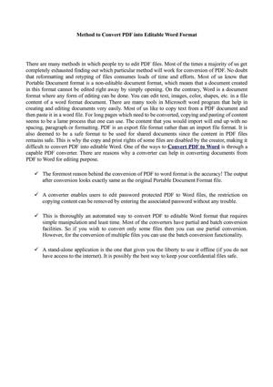 Method to Convert PDF into Editable Word Format