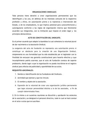 Organizaciones Sindicales