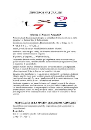 LOS NUMEROS NATURALES