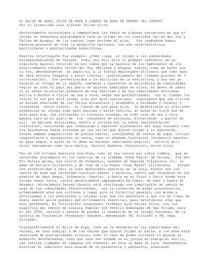 EL BAILE DE ARPA, GOPLPE DE ARPA, LUANGO DE ARPA O JOROPO DE LOS PUEBLOS DE LA LLAMADA ZONA NEGRA DEL MUNICIPIO VEROES EN EL ESTADO YARACUY DE VENEZUELA