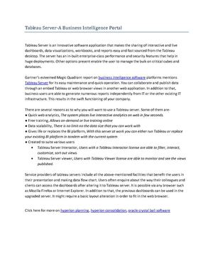 Tableau Server-A Business Intelligence Portal