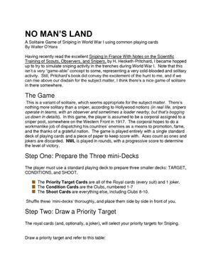 No Man's Land Solitaire, by Walt O'Hara