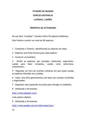 As Plantas nos Lusíadas - Guião Pedagógico