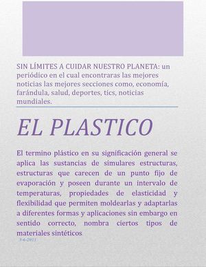 peridoco tema: plasticos y polimeros