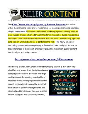 Killer Content Review - What Sets This Internet Marketing System Apart From the Others?