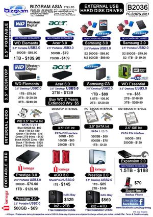 PC Show 2011 - Bizgram Asia Singapore Sim Lim Square Star Retailer - Updated Pricelist 12th June