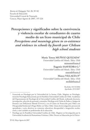 8 PERCEPCIONES Y SIGNIFICADOS SOBRE LA CONVIVENCIA Y VIOLENCIA ESCOLAR