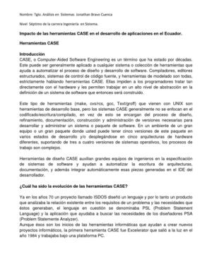 Impacto de las herramientas CASE en el desarrollo de aplicaciones en el Ecuador - Tglo. Jonathan Bravo