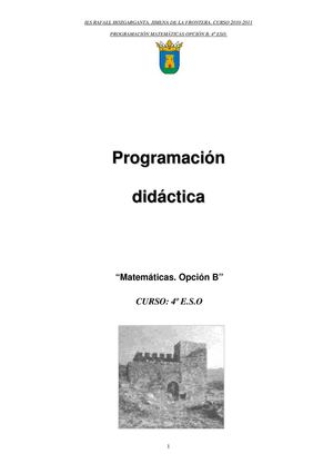 Programación Matemáticas 4º ESO-Opción B