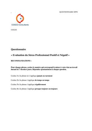 questionnaire anonyme "stress au travail"