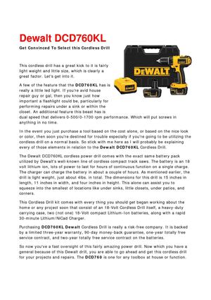 Dewalt DCD760KL - Get Convinced To Select this Cordless Drill