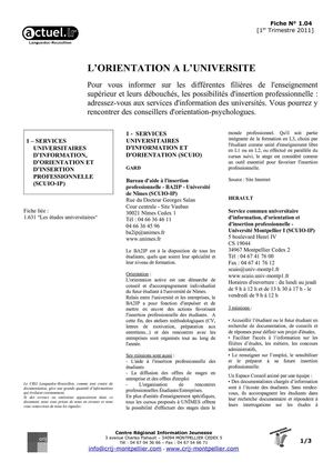 L'orientation à l'université