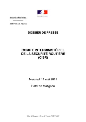 Dossier Presse - CISR Mai 2011