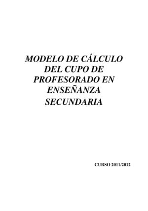 MODELO DE CÁLCULO DEL CUPO DE PROFESORADO EN ENSEÑANZA SECUNDARIA