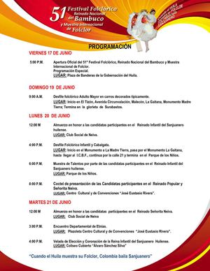 PROGRAMACIÓN 51 FESTIVAL FOLCORICO