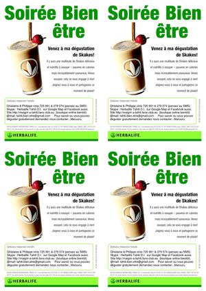 Invitation Soirée bien Etre dégustation gratuite shake Herbalife Tahiti et Polynésie