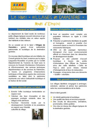 Les villages de caractère du Gard : Mode d'emploi - Comité Départemental du Tourisme du Gard