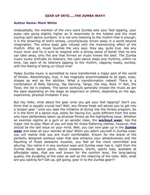 GEAR UP INTO.....THE ZUMBA WAY!!