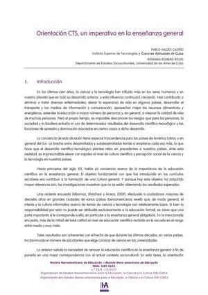Orientación Ciencia-Tecnología-Sociedad, un imperativo en la enseñanza general
