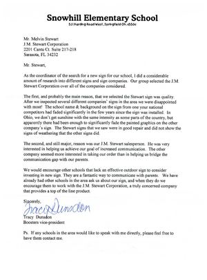 Snowhill Elementary School Testimonial