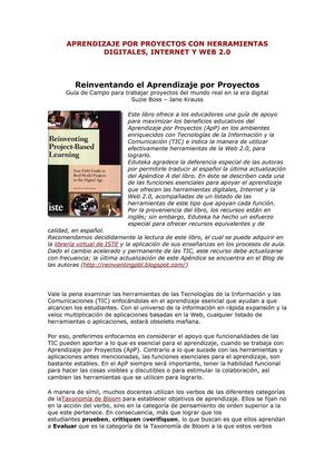 APRENDIZAJE POR PROYECTOS CON HERRAMIENTAS DIGITALES, INTERNET Y WEB 2.0 