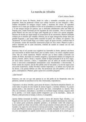 La marcha de Afrodita, un cuento de Clark Ashton Smith