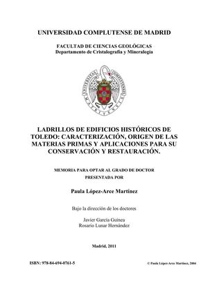 López-Arce, P. Ladrillos de edificios históricos de Toledo. 2011