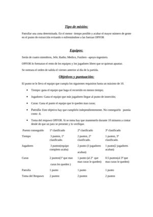 Reglamento para partida tipo Raid