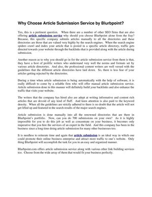 Why Choose Article Submission Service by Blurbpoint?