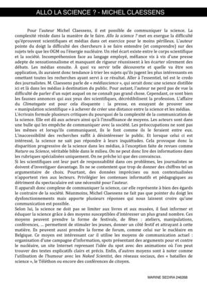 Allo la science ? - Michel Claessens
