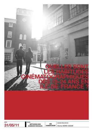 Quelles sont les habitudes cinématographiques des 15-24 ans en Ile-de-France (enquêtes) ?