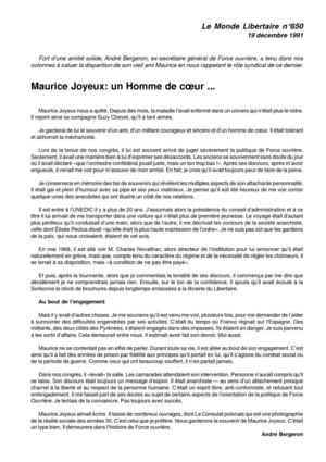 Maurice Joyeux : Un homme de coeur