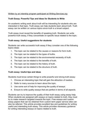Sample English Essays Truth Essay Powerful Tips And Ideas For Students To Write Essay Writing Examples For High School also Political Science Essays Calamo Truth Essay Powerful Tips And Ideas For Students To Write Narrative Essay Topics For High School