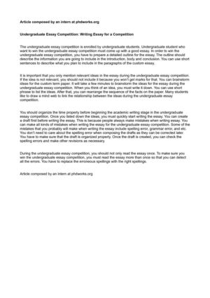Good High School Essays Undergraduate Essay Competition Writing Essay For A Competition Essay Writing High School also English Model Essays Calamo Undergraduate Essay Competition Writing Essay For A How To Write A Proposal Essay