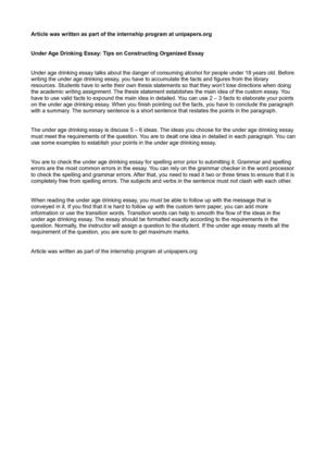 Calamo Under Age Drinking Essay Tips On Constructing Organized Essay Under Age Drinking Essay Tips On Constructing Organized Essay