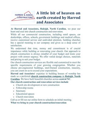 Church Construction and Renovation, Raleigh, NC | Harrod and Assoc.