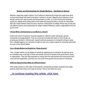 Grants and Scholarships for Single Mothers – Get Back to School