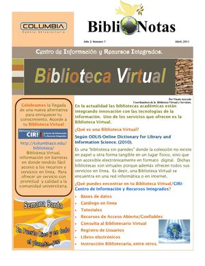 BiblioNotas-Abril, 2011