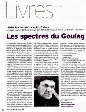 Présentation de Chamalov, Récits de la Kolyma