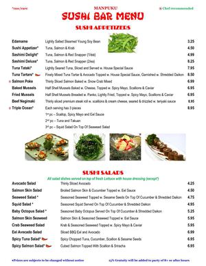 Sushi Menu