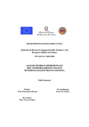 Analisi teorico-sperimentale del comportamento ciclico di nodi flangiati trave-colonna
