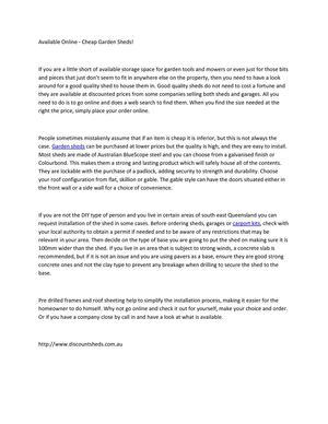 Available Online - Cheap Garden Sheds!