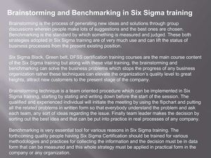 Brainstorming and Benchmarking in Six Sigma training