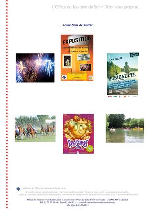 Calendrier des animations de Juillet