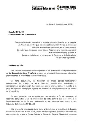 Estructura del nivel Secundario en la provincia